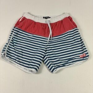 Kith Swim Shorts Mens Small Blue Stripe Just Us Logo Lined Elastic Waist Trunks